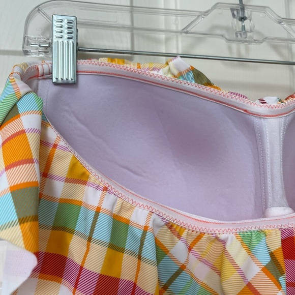 NWT Bleu Rod Beattie Multicolour Plaid Ruffle One-Piece Swimsuit 14 - Picture 8 of 16